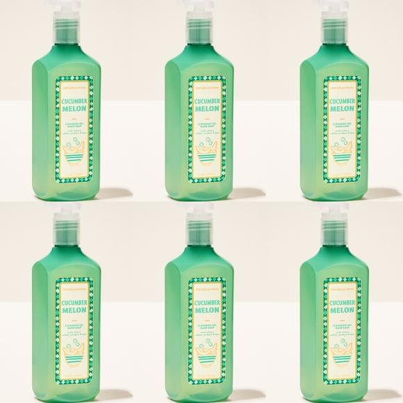 Bath Body Works Cucumber Melon Cleansing Gel Hand Soap Set of 6 NEW